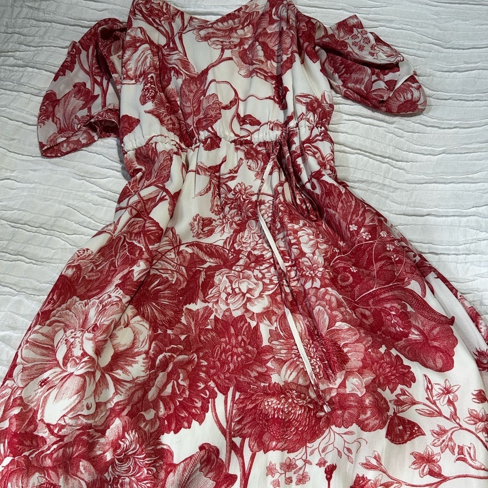 Ann Taylor LOFT Floral Coral and White Dress